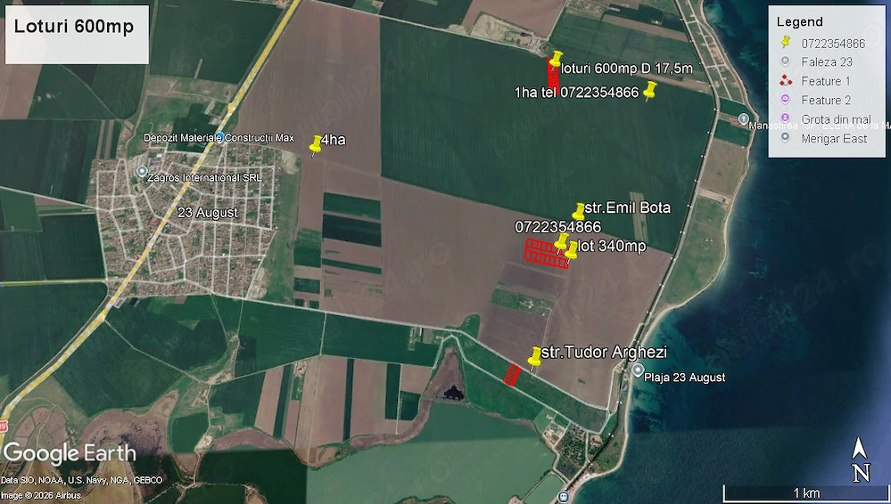 23August - loturi de  teren extravilan sup 600mp aprope de malul marii, investitie termen mediu