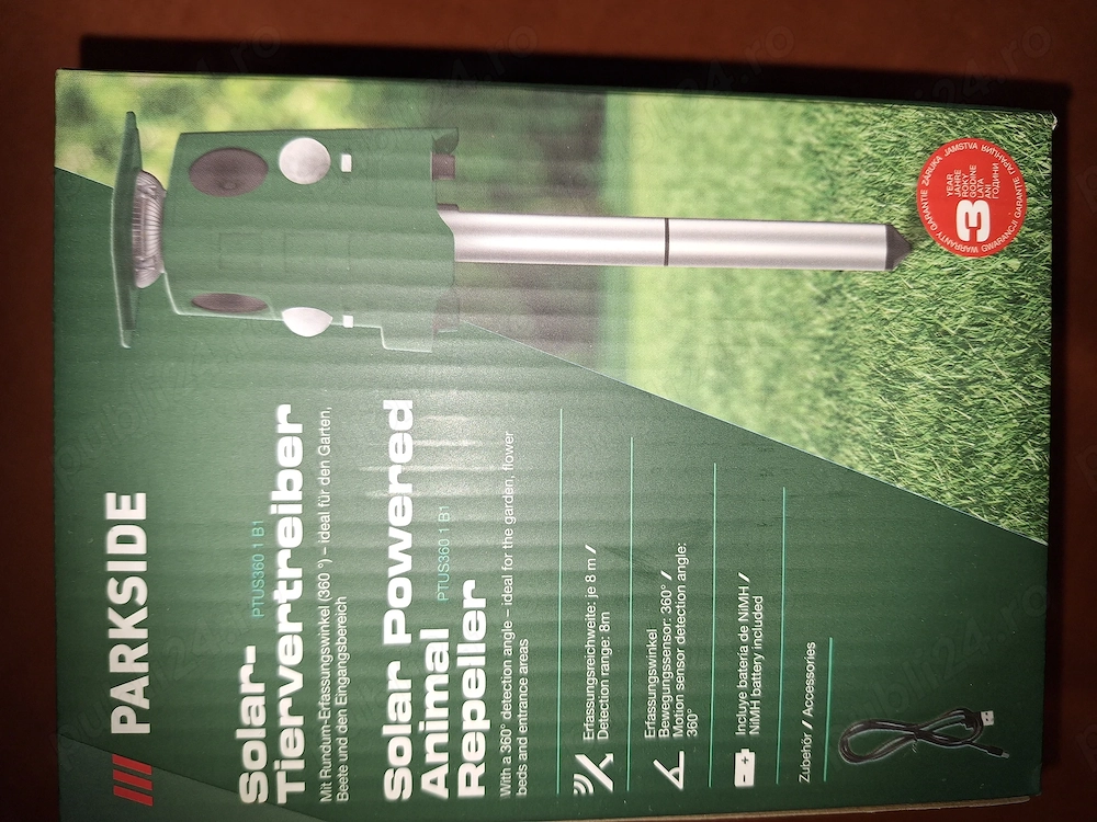 Aparat solar pentru alungat animale Parkside cu 5 programe 360 grade