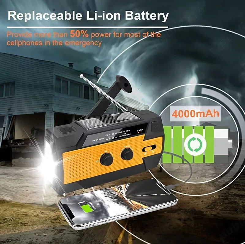 Radio portabil multifunctional cu incarcare solara, nou