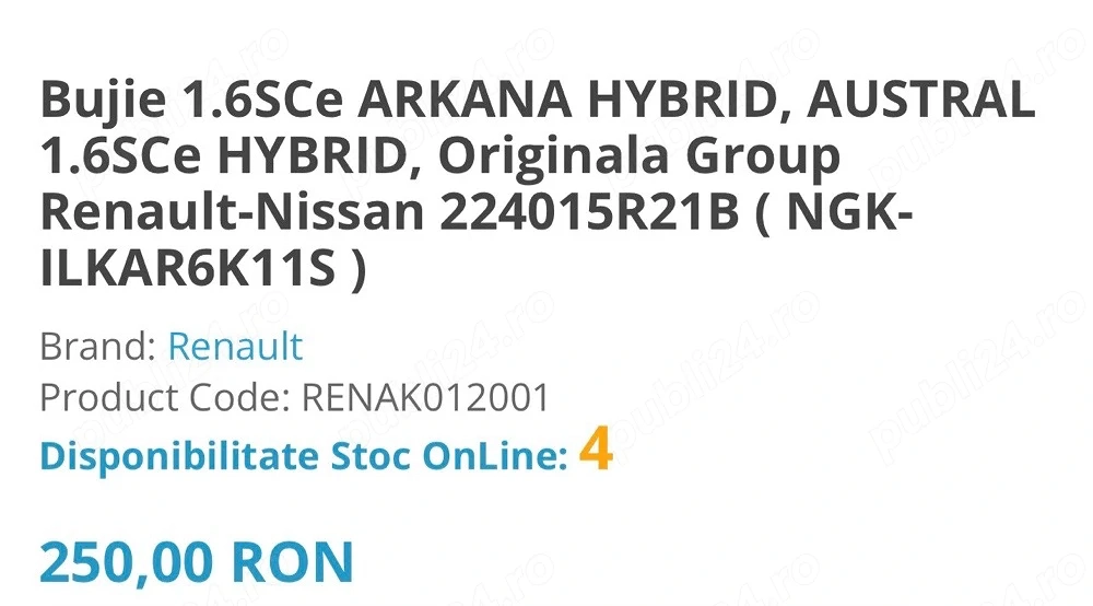 Vand set 4 bujii noi Renault-Nissan