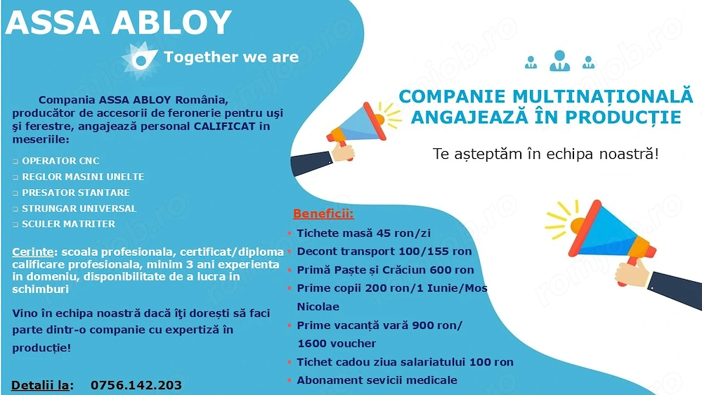 Companie multinationala angajeaza personal CALIFICAT 