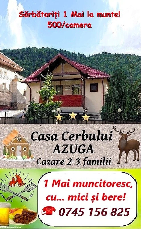 Casa Cerbului Azuga de 1 Mai 170 camera, 4-6 pers. self-catering, ideal 2-3 familii