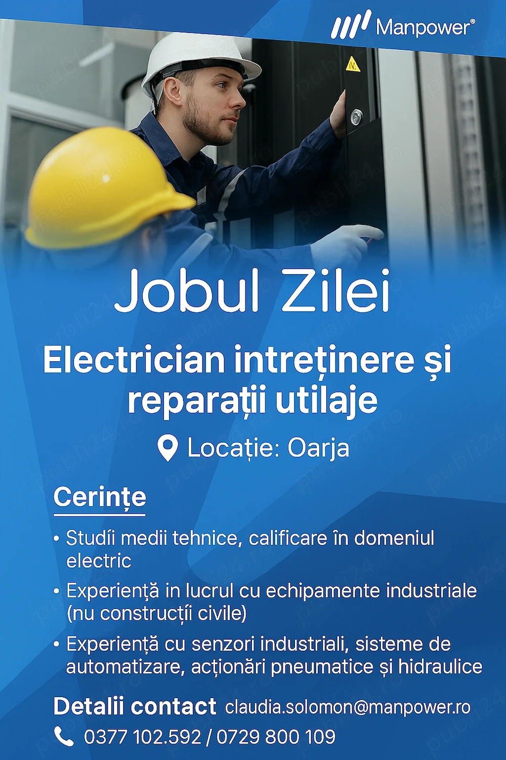 Angajam Electrician mentenanta - jud Arges