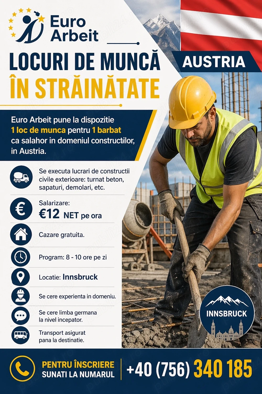 Locuri de Munca in Austria (Constructii)