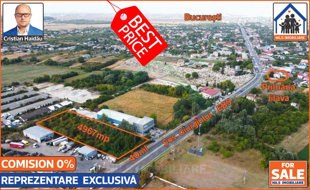 Teren 4967mp | Intravilan | Utilitati | Jilava - Sos. Giurgiului - E85