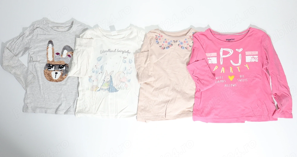 Set 4 bluze cu mânecă lungă fetițe, mărimea 122-128 cm (6-8 ani)   Sinsay, Pepperts