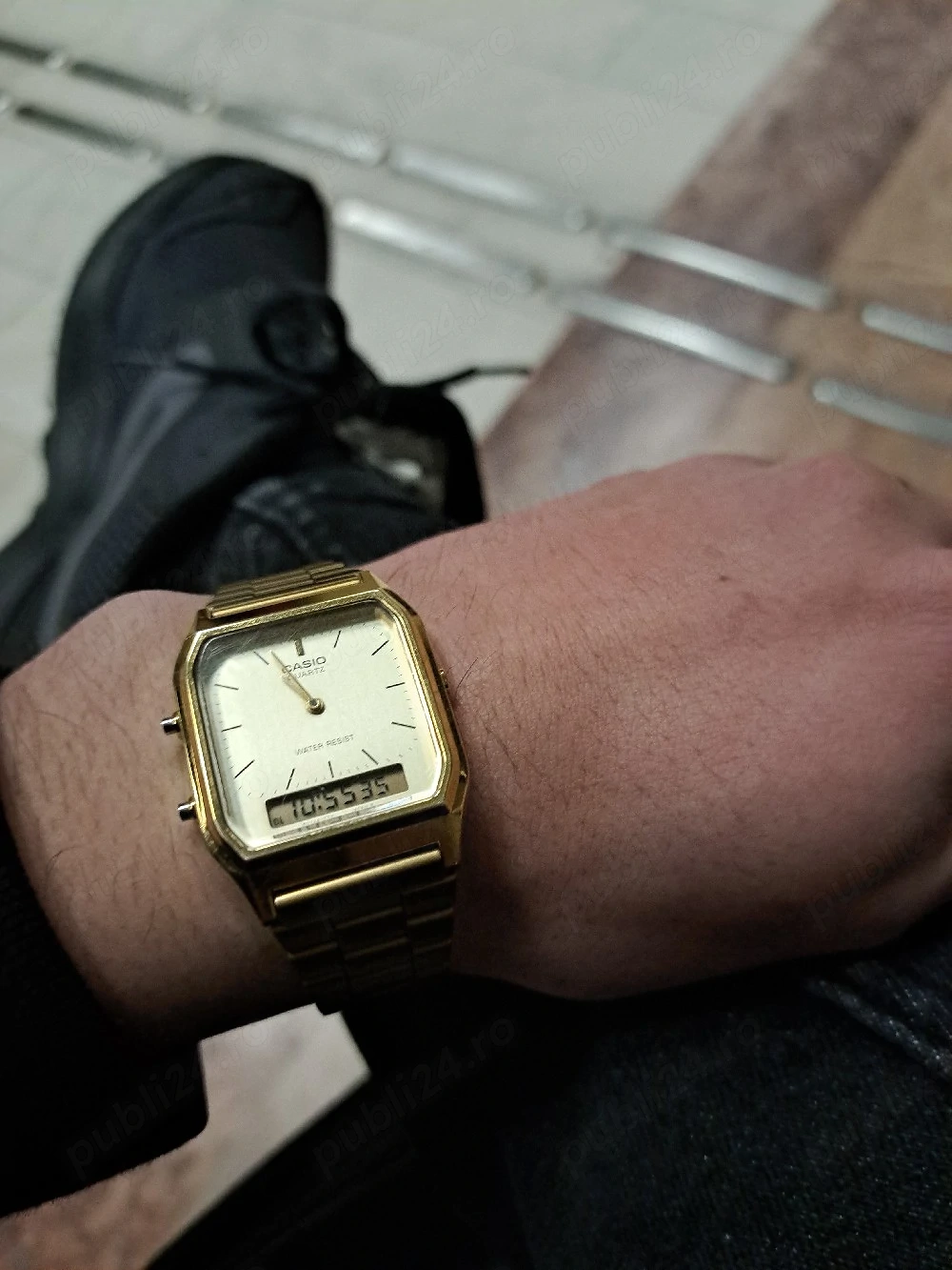 casio vintage auriu analogic+digital 