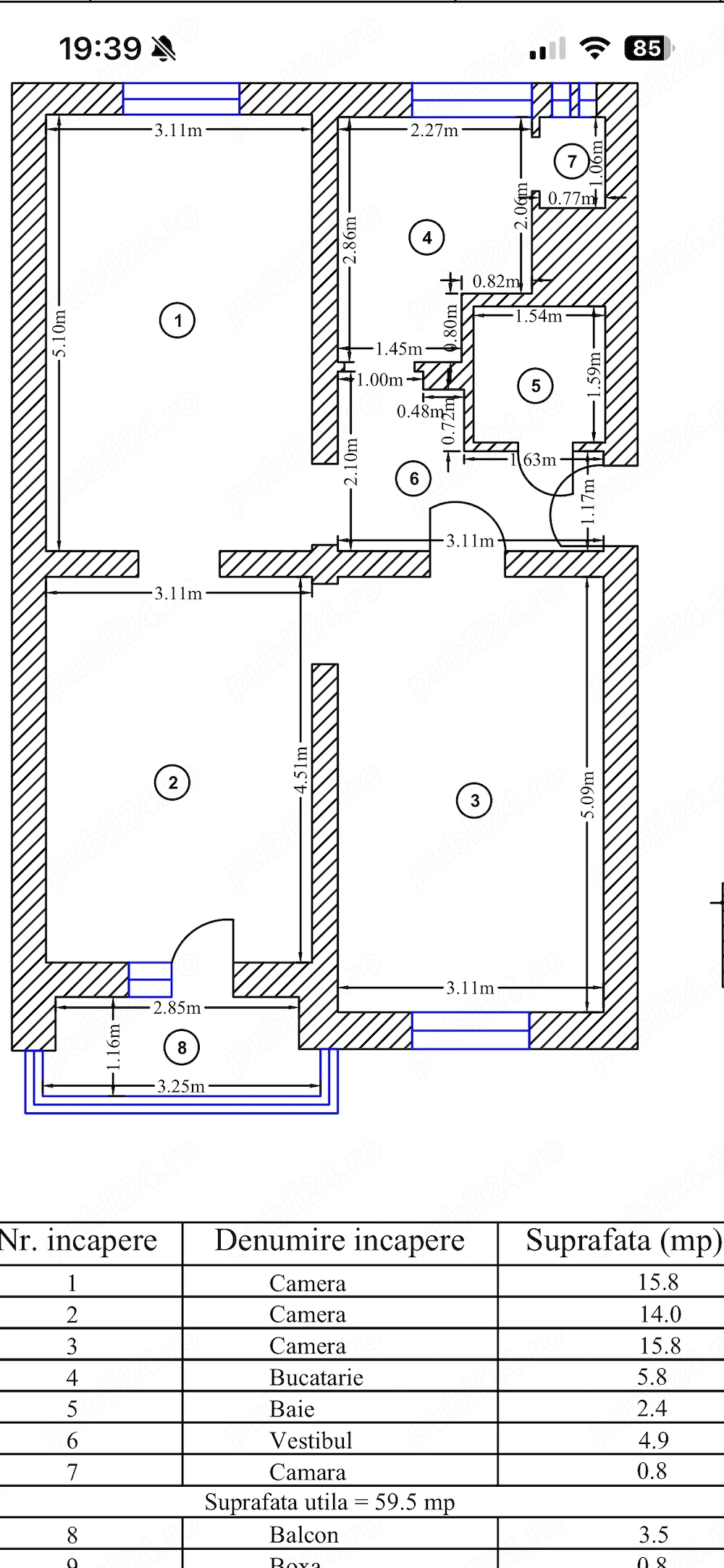 Inchiriez apartament 3 camere parter Floreasca