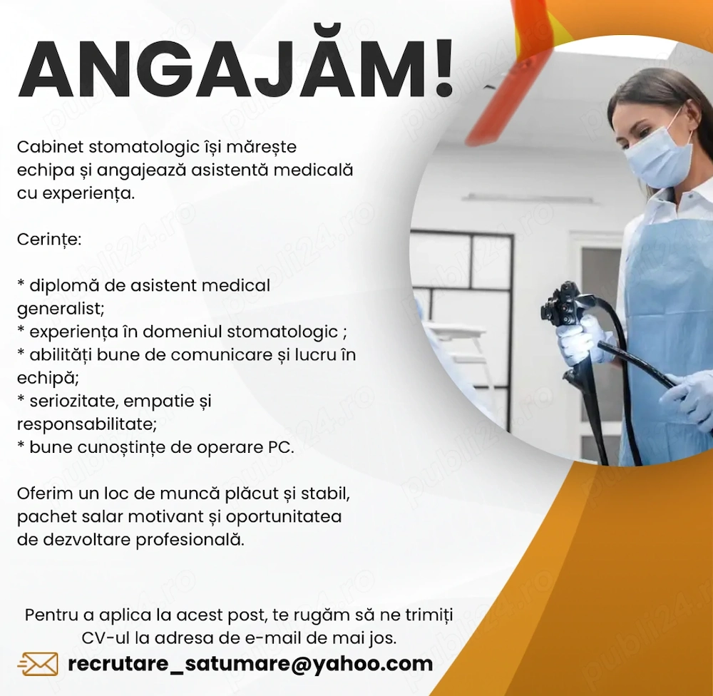Angajăm asistentă cabinet stomatologic