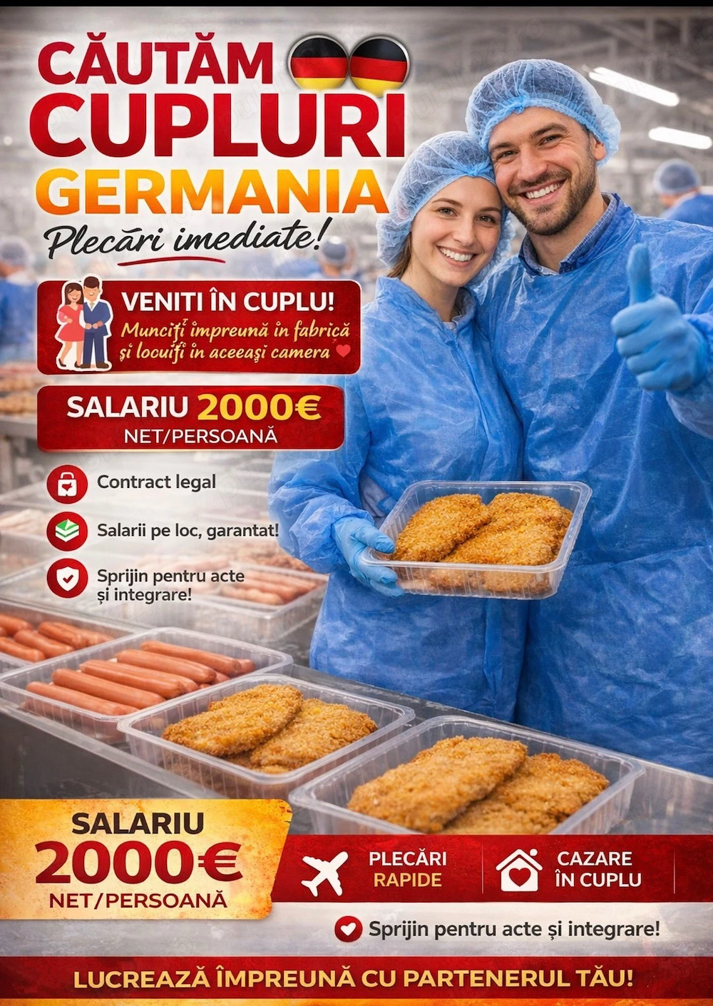 Muncitori necalificați la abator pentru Germania 