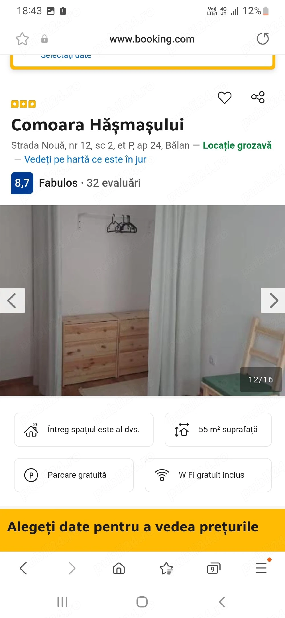 Vand apartament munte cont Booking randament excelent