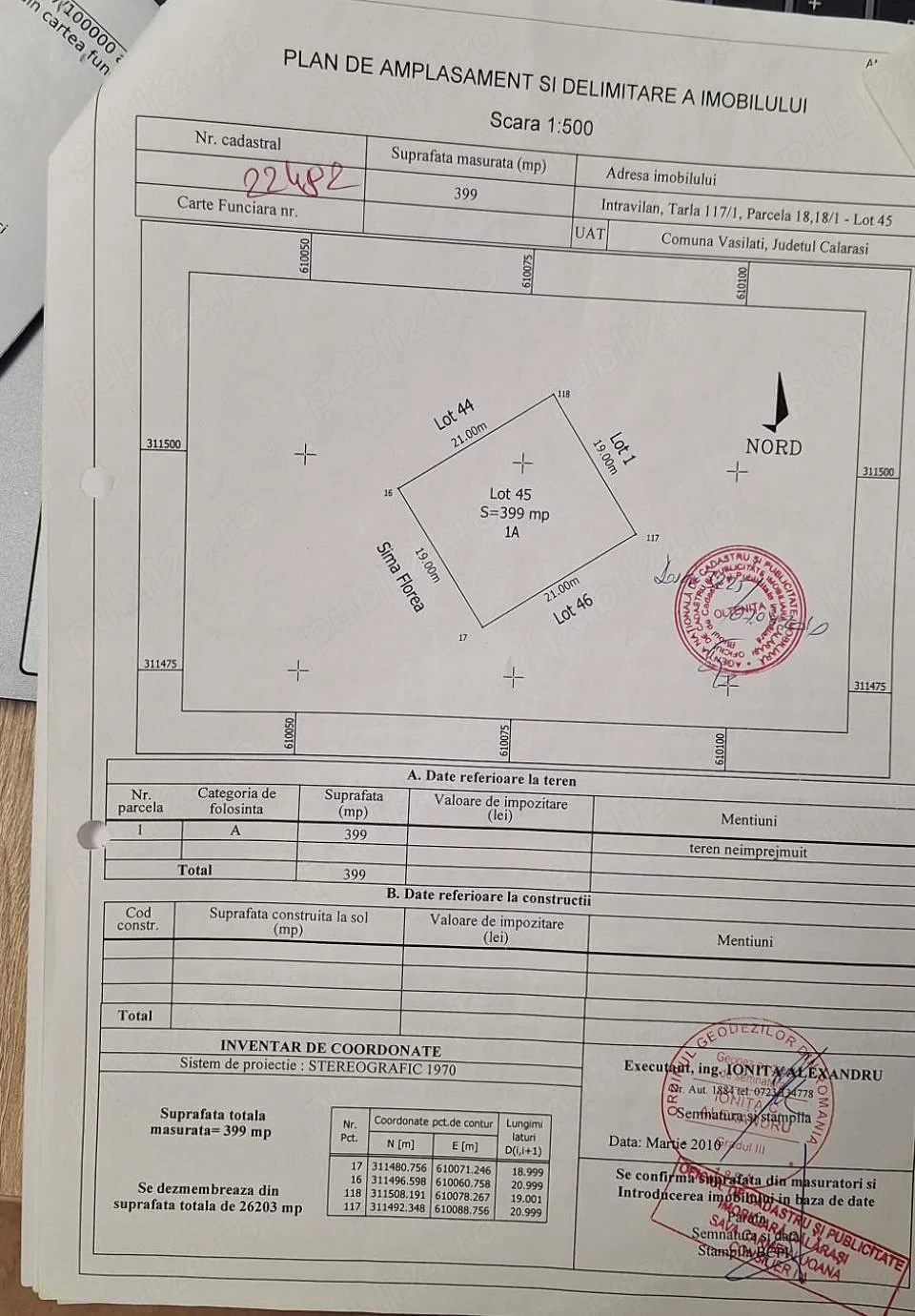Teren de vanzare Comuna Vasilati, Judetul Calarasi