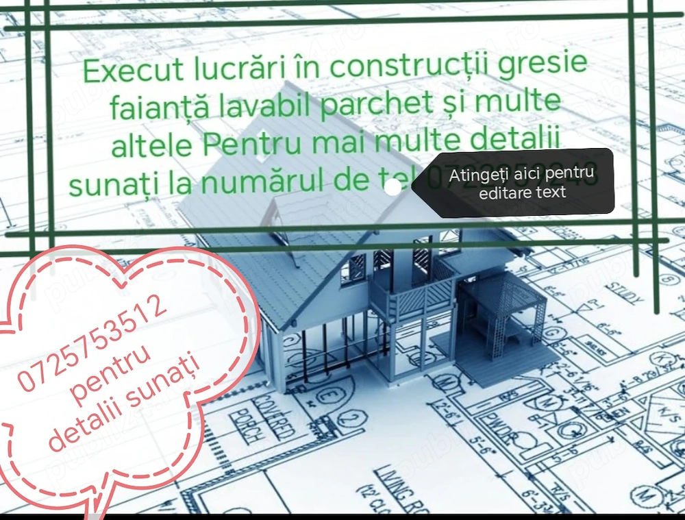 Execut lucrări în construcții gresie faianță lavabil parchet 