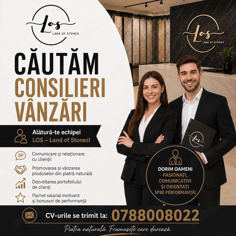 Angajam consilier de vanzari cu experienta