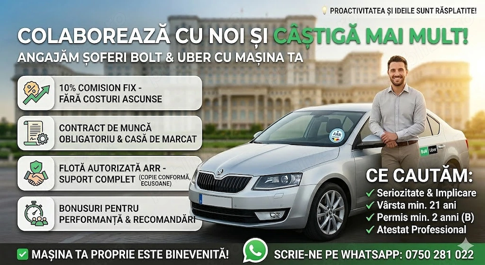 Cautam Soferi Parteneri UBER, BOLT 