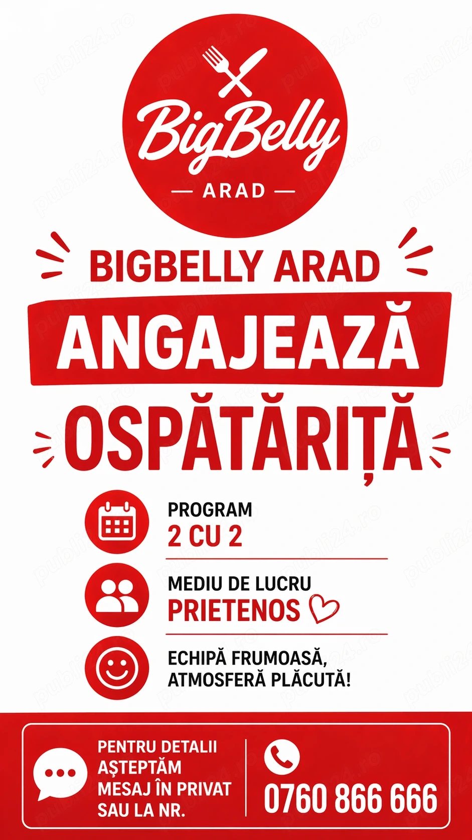 BigBelly Angajeaza ospatarita!!