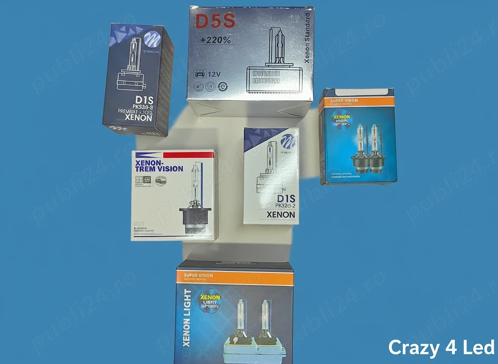 Becuri xenon (HID) pentru mai multe tipuri de soclu: D1 D2 D3 D4 D5 D8  / prindere S sau R 