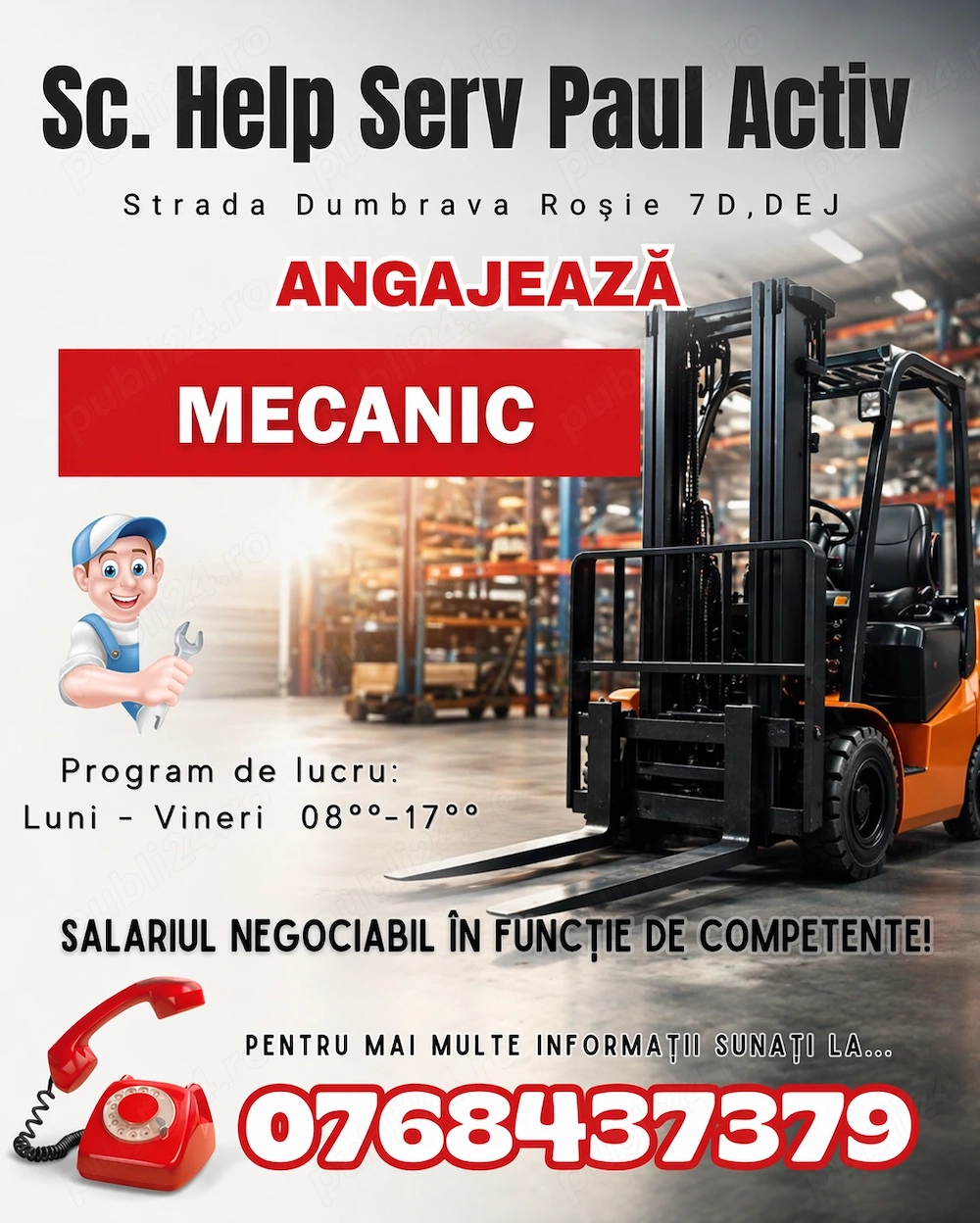 Serivce stivuitoare. Angajam mecanic