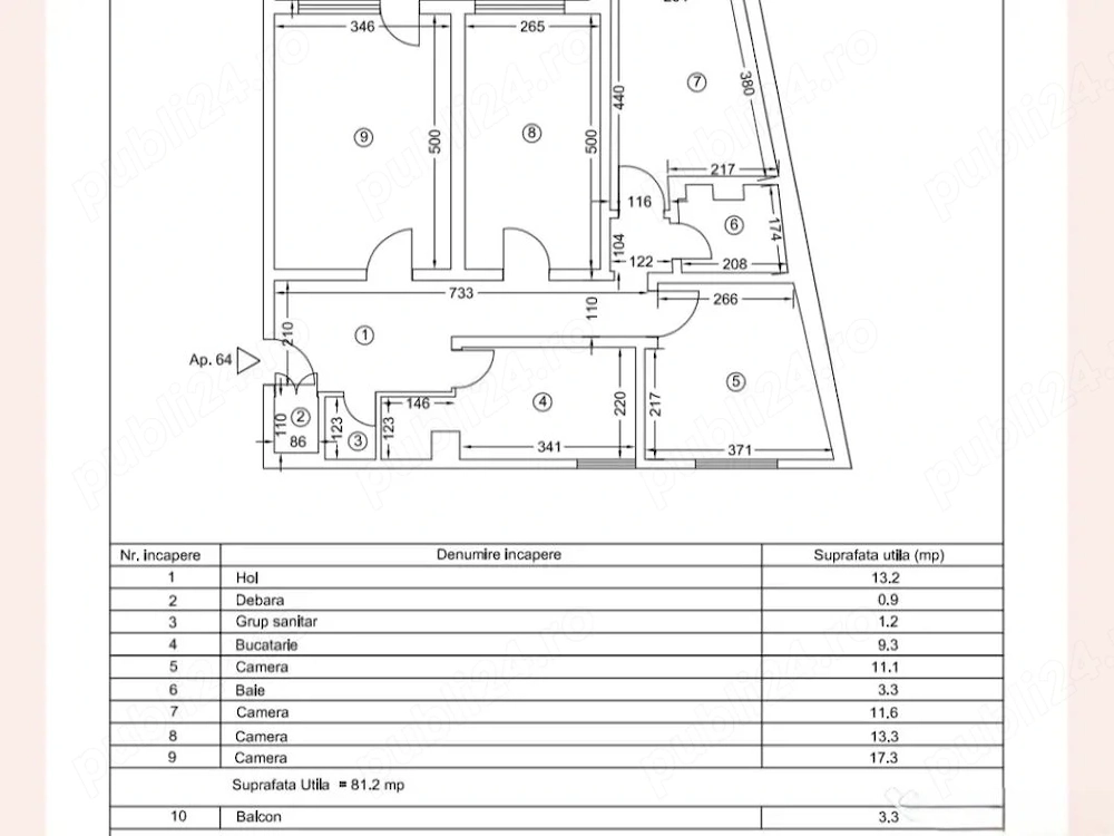 Apartament 4 camere decomandat   Cireșica, Tomis Nord | Parter 