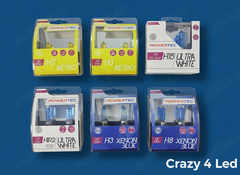 Becuri M-TECH (Polonia) – halogen sau xenon, pentru 12V / 24V, disponibile in mai multe variante