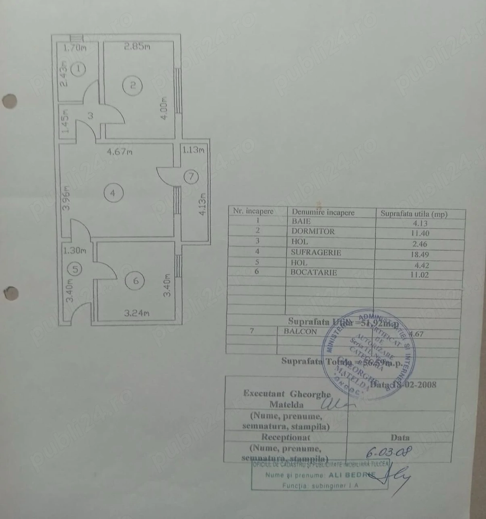 Proprietar vând apartament 2 camere, 57 mp, central Isaccei, et. 2 - necesita renovare completa