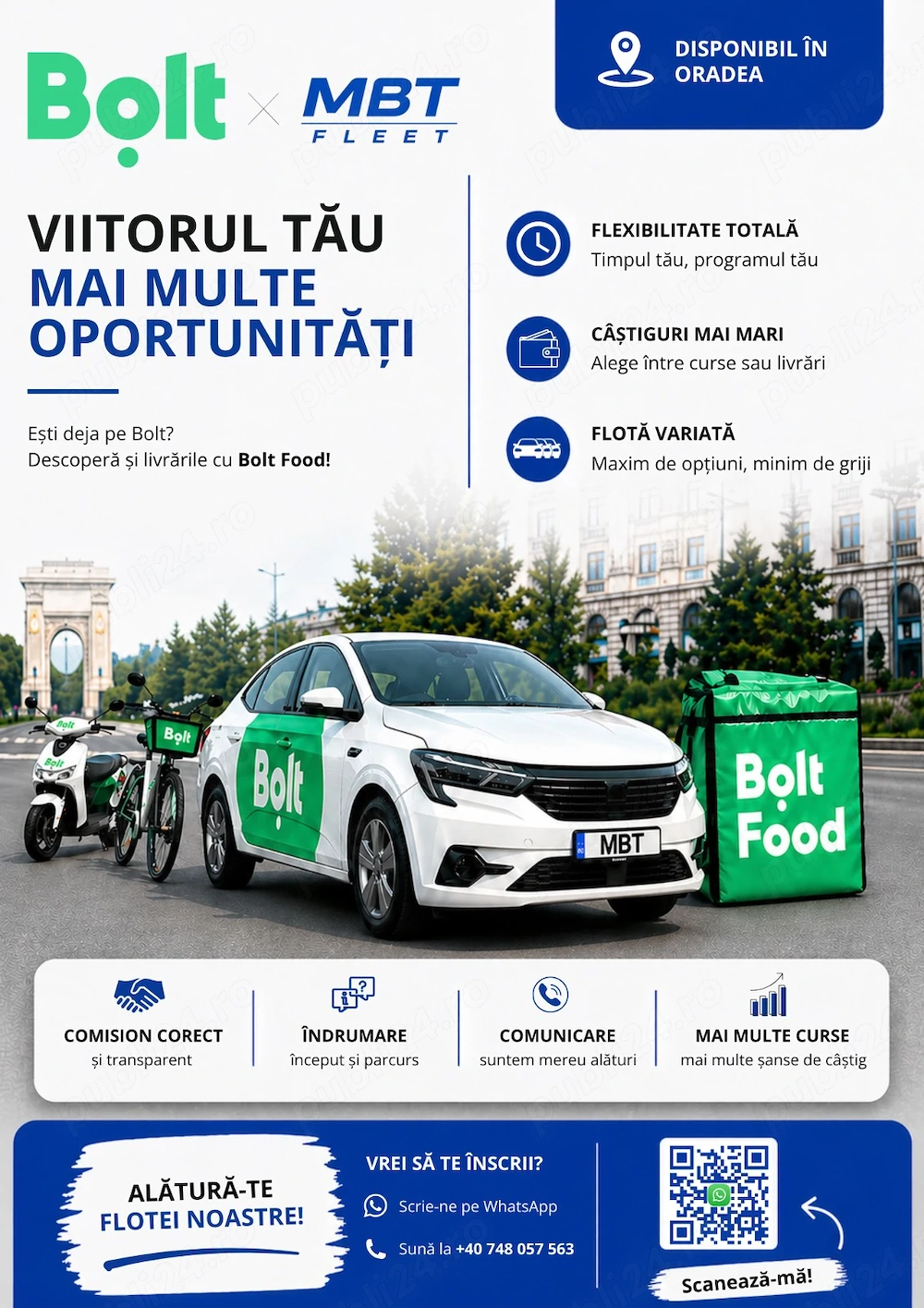 Căutăm livratori Bolt Food in Oradea