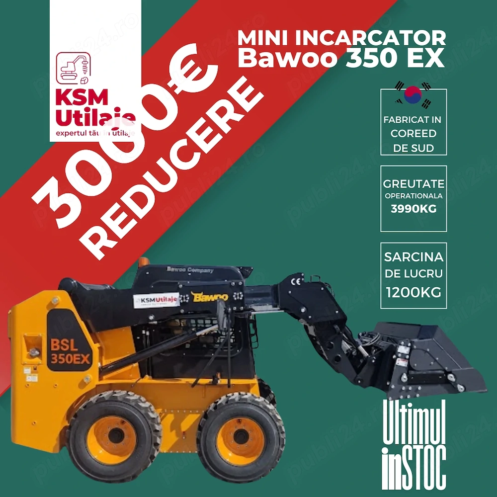 PREȚ REDUS! Mini Încărcător Telescopic Bawoo 350 EX | Ridicare la 4 metri | Motor Cummins 74 CP