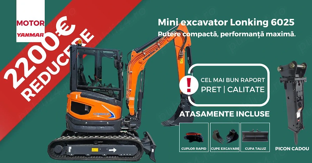  Mini Excavator NOU Lonking 6025 (2.6t) | PICON CADOU | Coada Zero