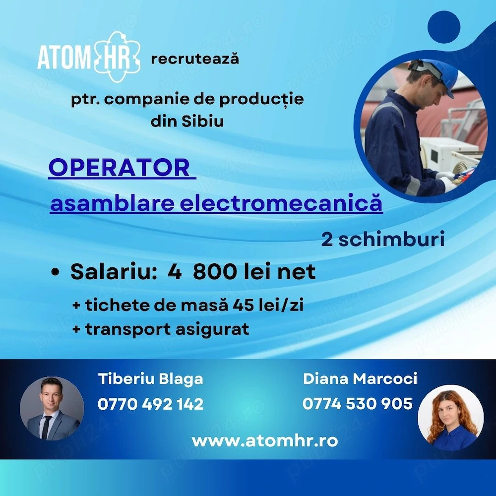 Angajam operator asamblare electromecanica