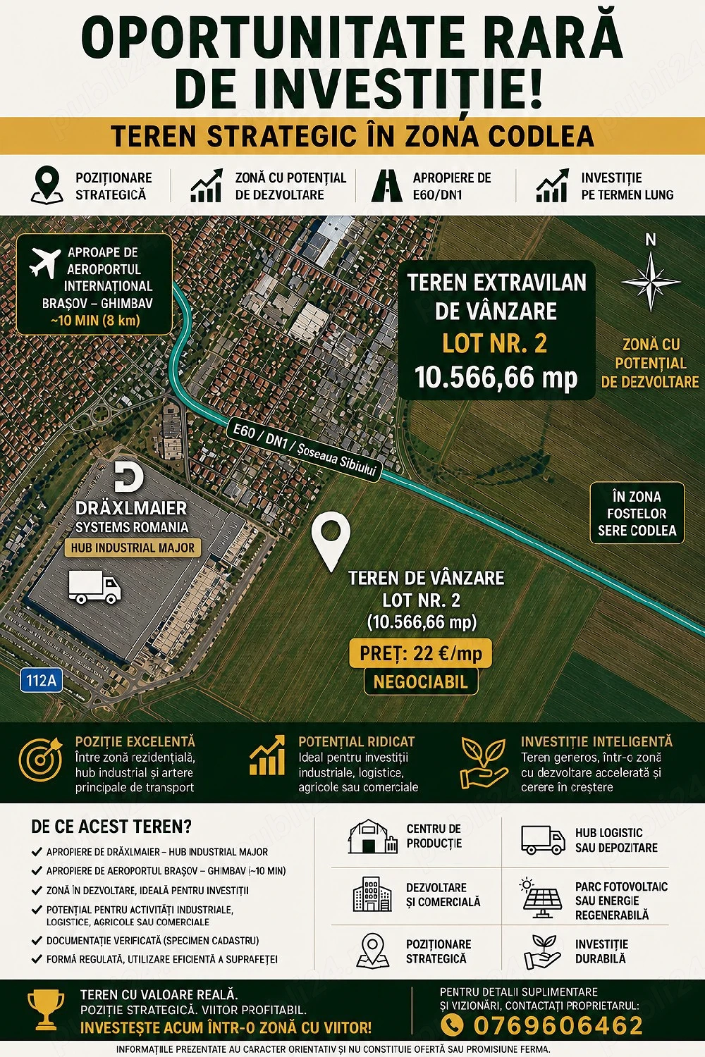 Teren extravilan 10.566 mp de vanzare   zona fostelor sere Codlea