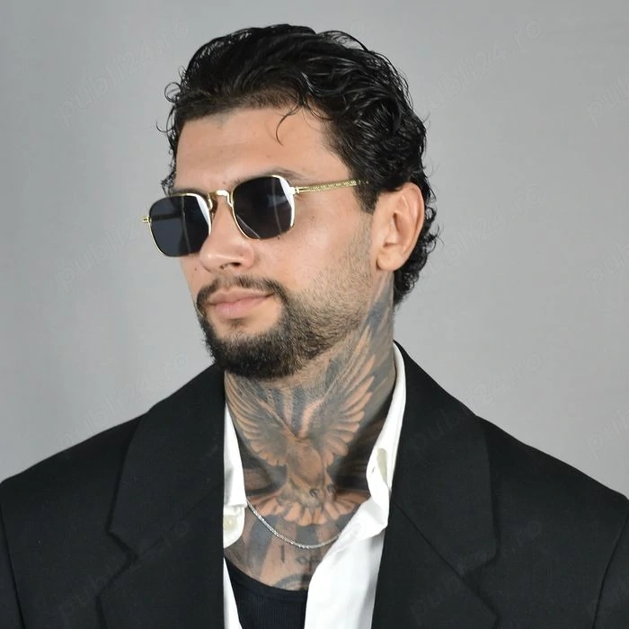 Ochelari de Soare Aviator Unisex Rotunzi Rama aurie