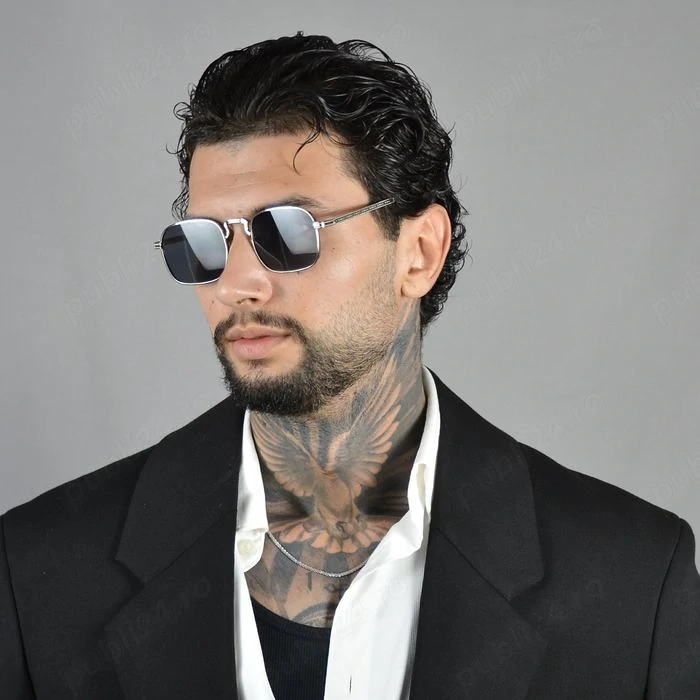 Ochelari de Soare Aviator Unisex Rotunzi rama argintiu