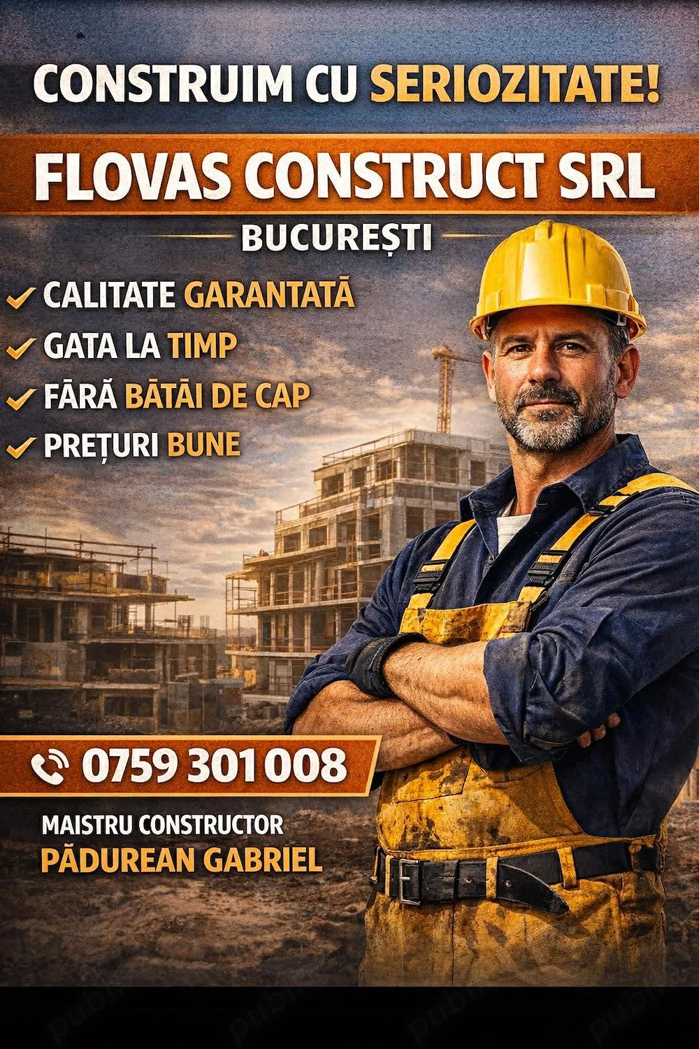 Maistru constructor cu echipa de meseriași     case la roșu, la cheie, renovări fațade, finisaje