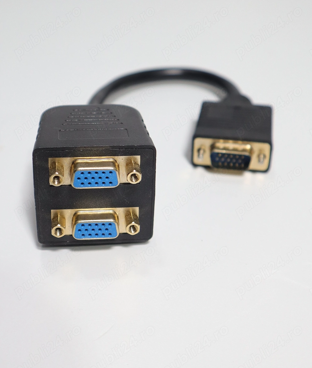 Cablu Splitter VGA 1 tată la 2 VGA mamă   Doua monitoare pe aceasi mufa