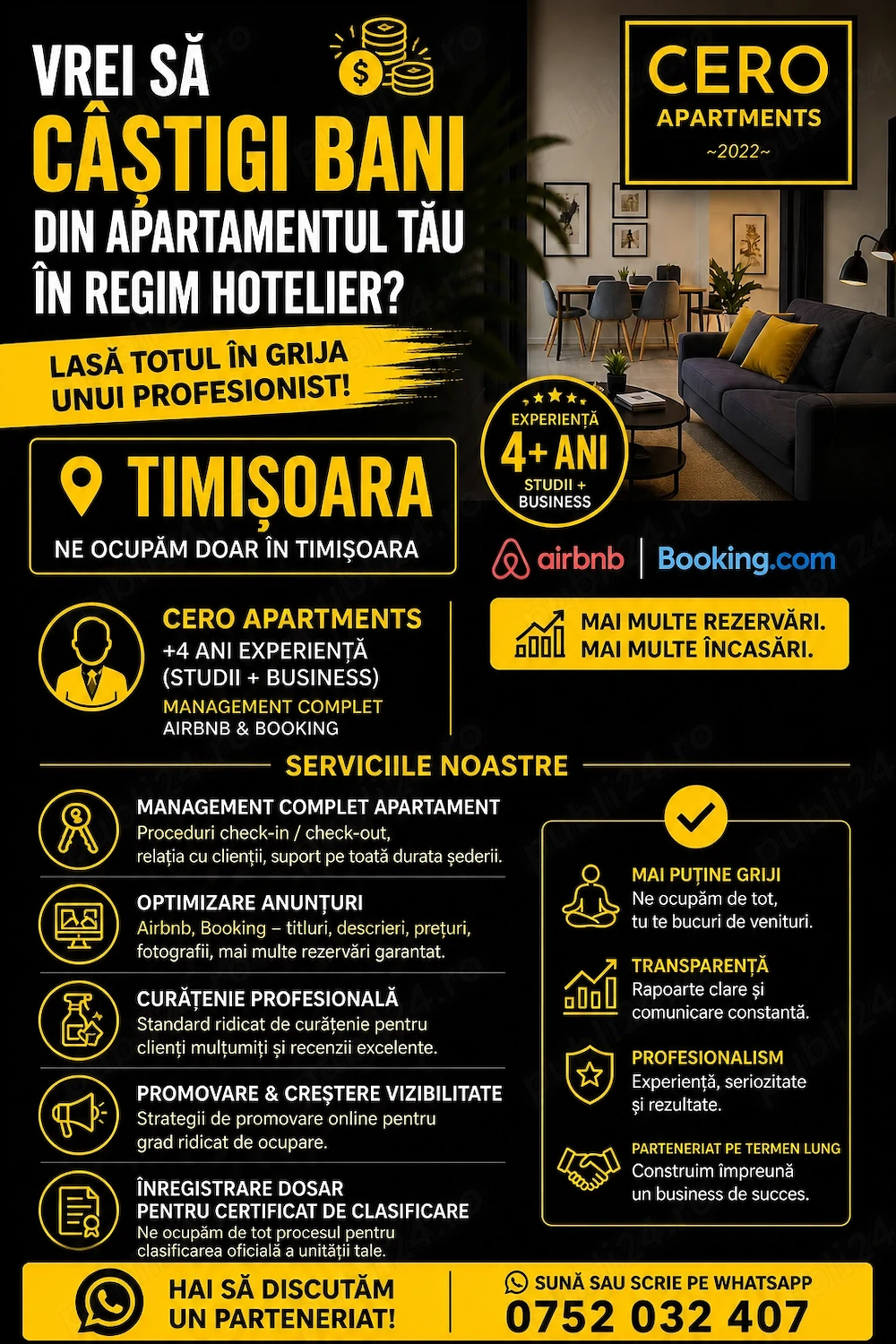 Administrare Apartamente Regim Hotelier (Airbnb Booking)