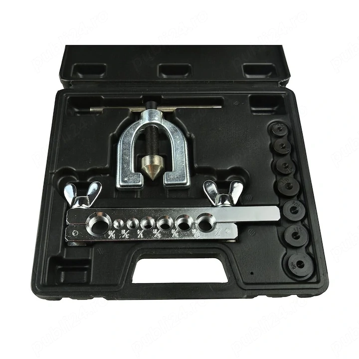 Aparat pentru bercuit conducte frana, 5/6/8/10mm, 1/4", 1/2", 10 piese, cutie plastic,nou