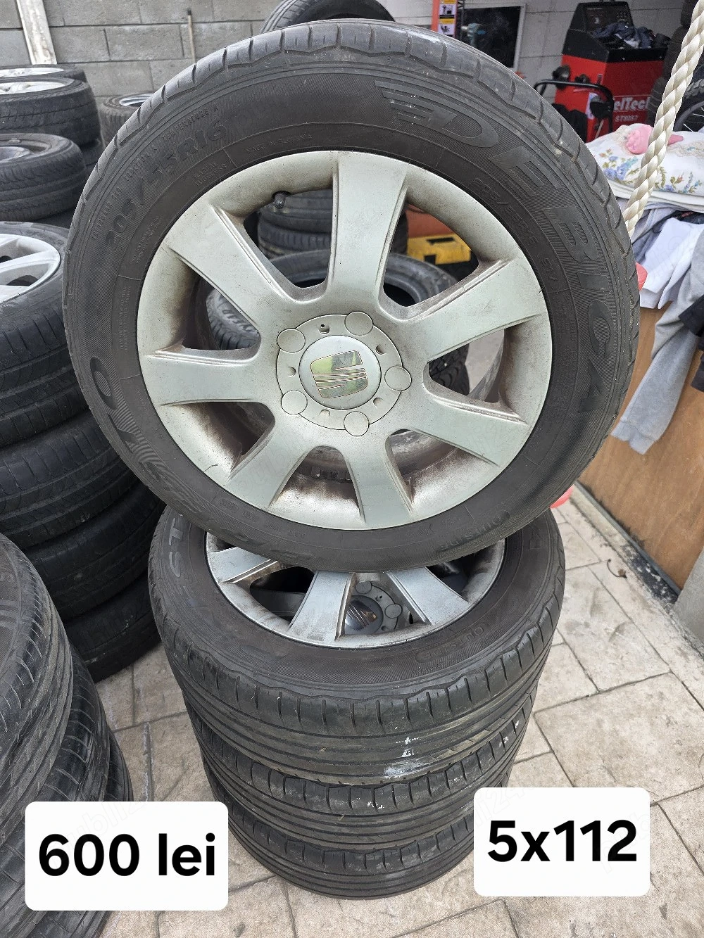 Set 4 jante aliaj 5x112 echipate cu anvelope vara 205/55/16