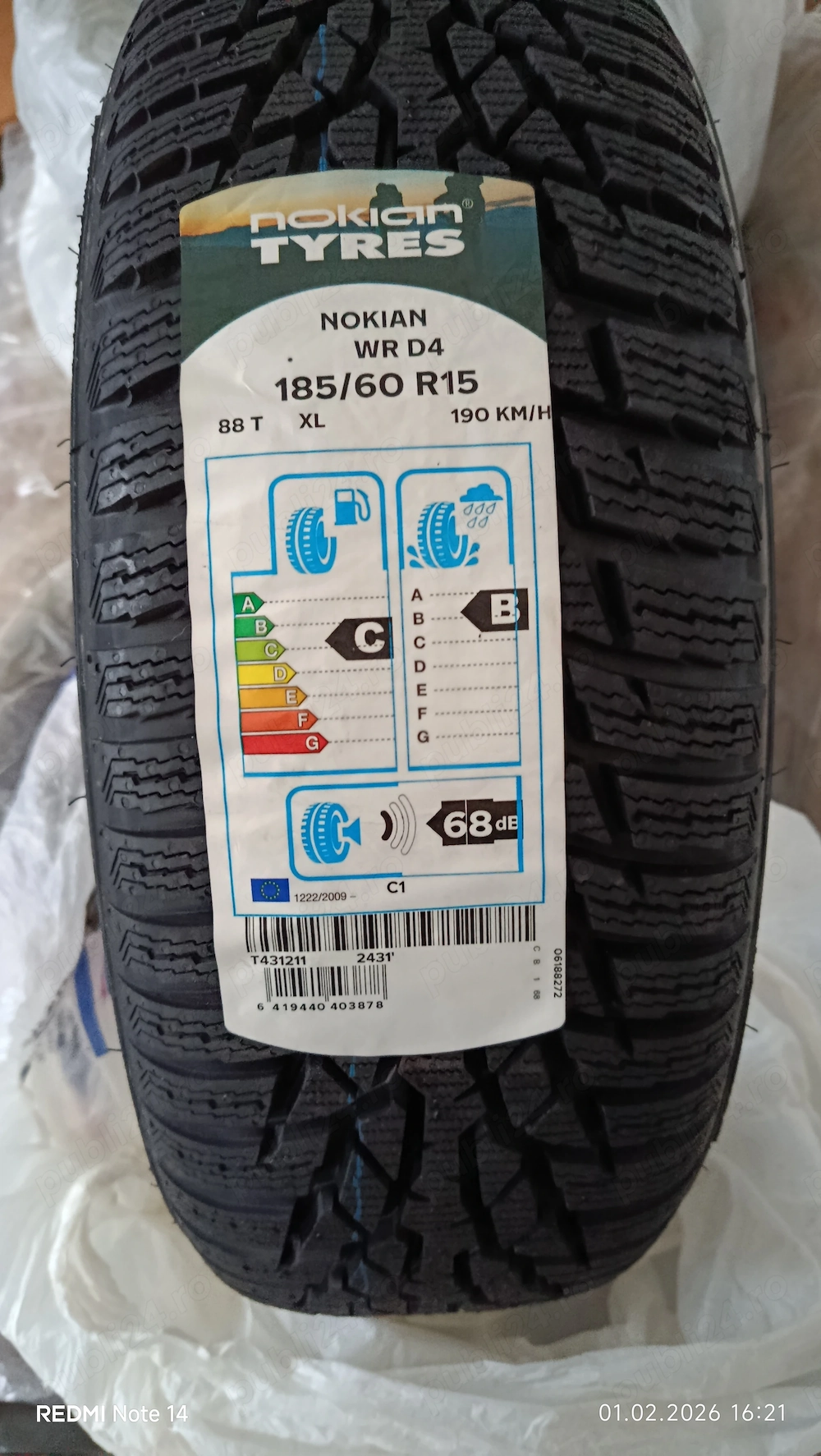 Vând anvelope noi iarna Nokian 185/60 R15