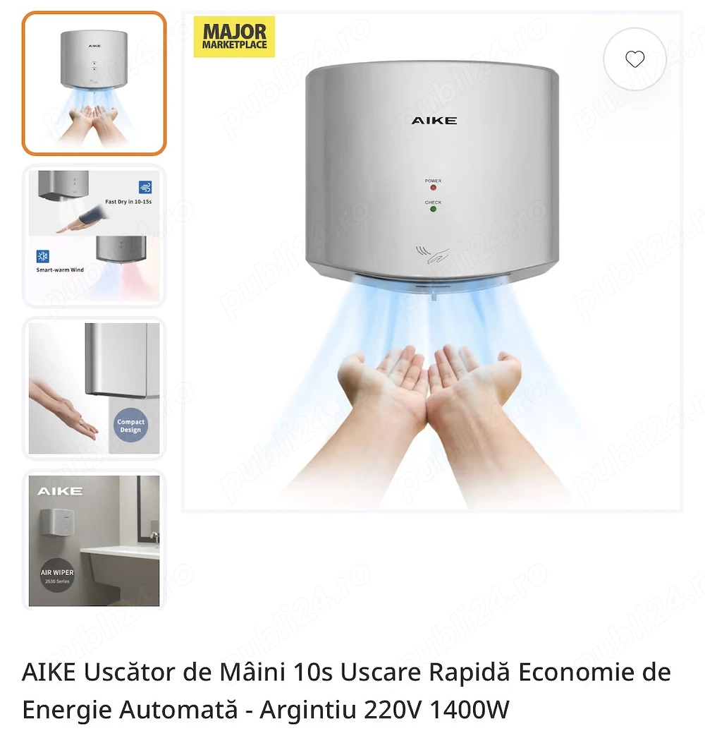 Vand uscator de maini electric Aike