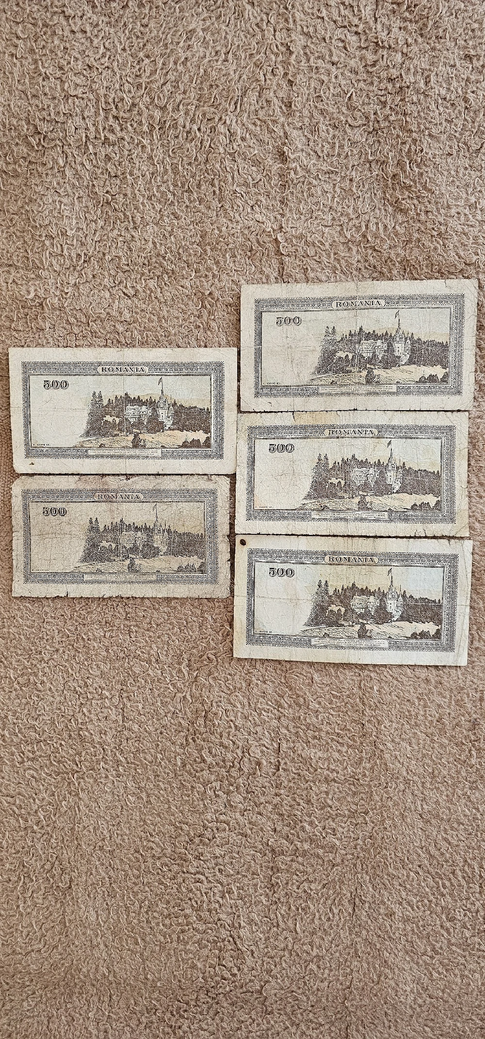 5 bancnote 500 lei puse in circulatie in perioada 1940,1941,1943