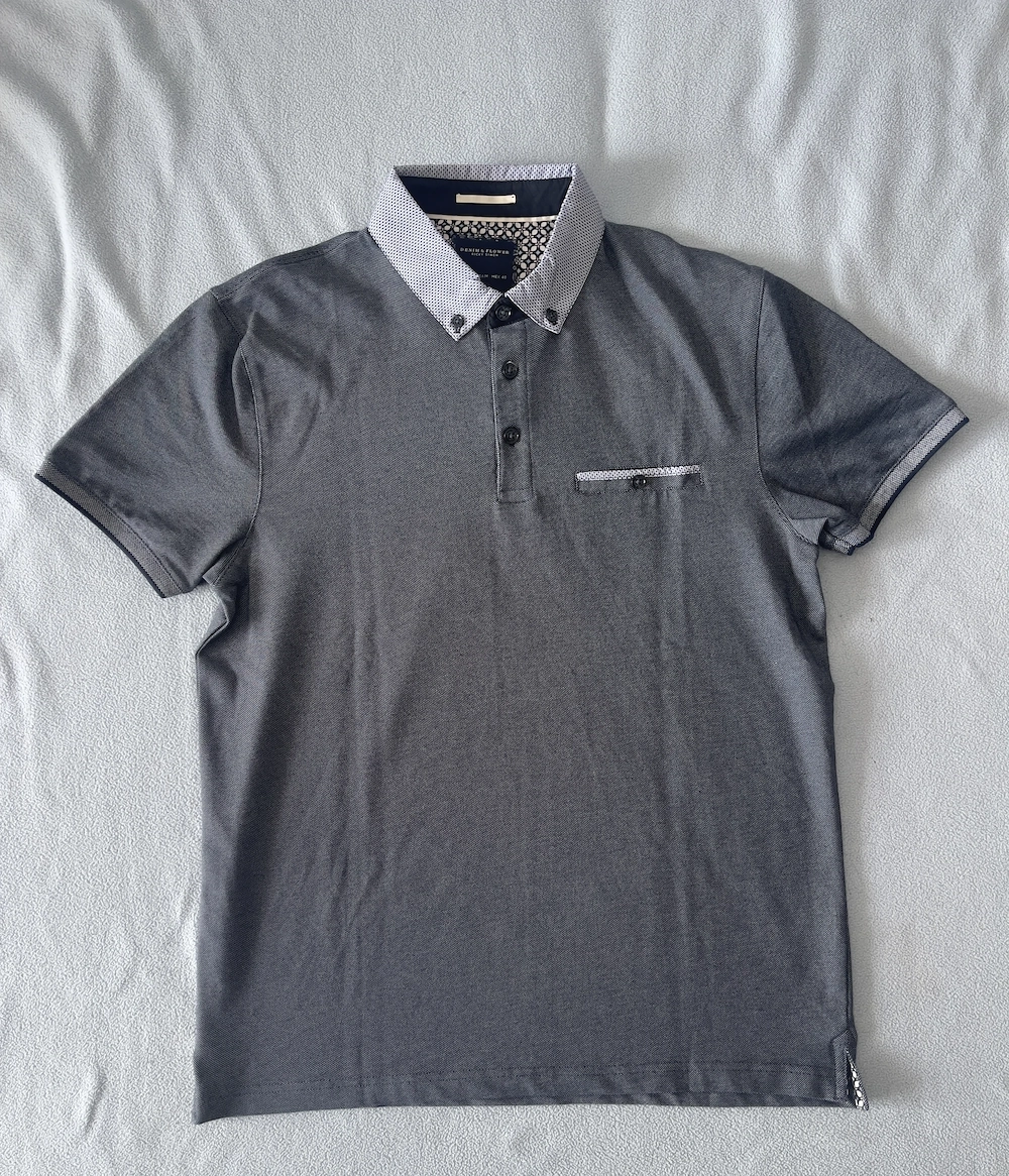 Tricou polo Denim&Flower, M, slim fit, nou