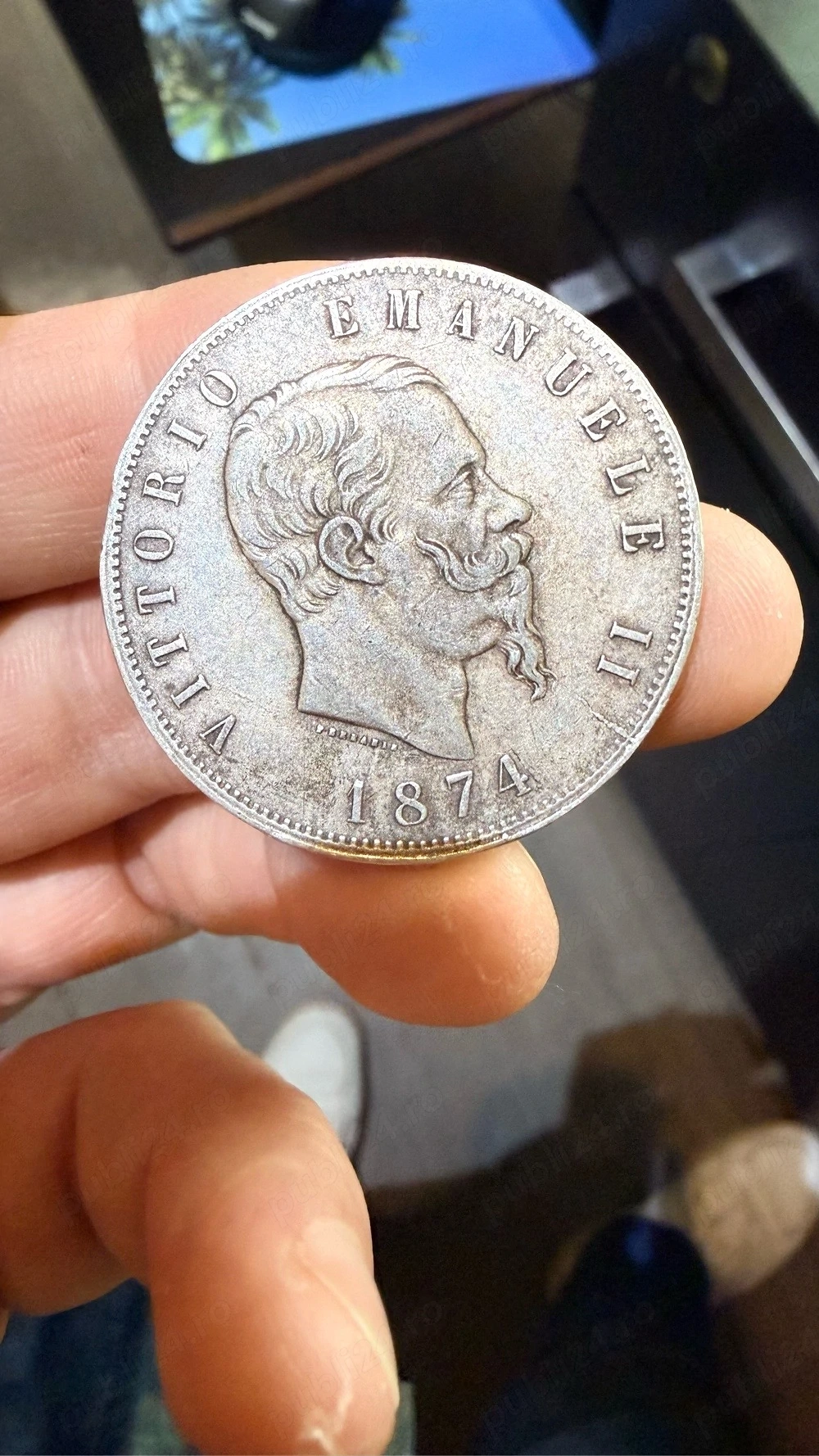 moneda argint 5 lire 1874 Vittorio Emanuele II