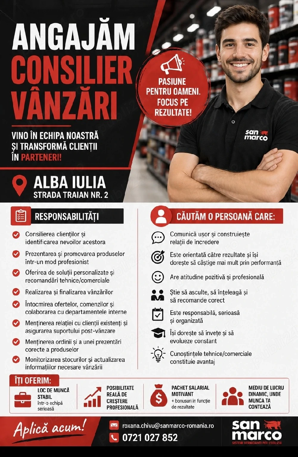 Angajăm Consilier Vânzări ,in Alba Iulia