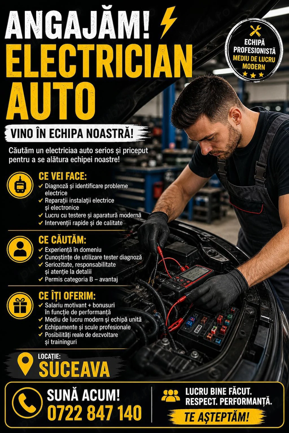 Angajam Electrician Auto in Suceava