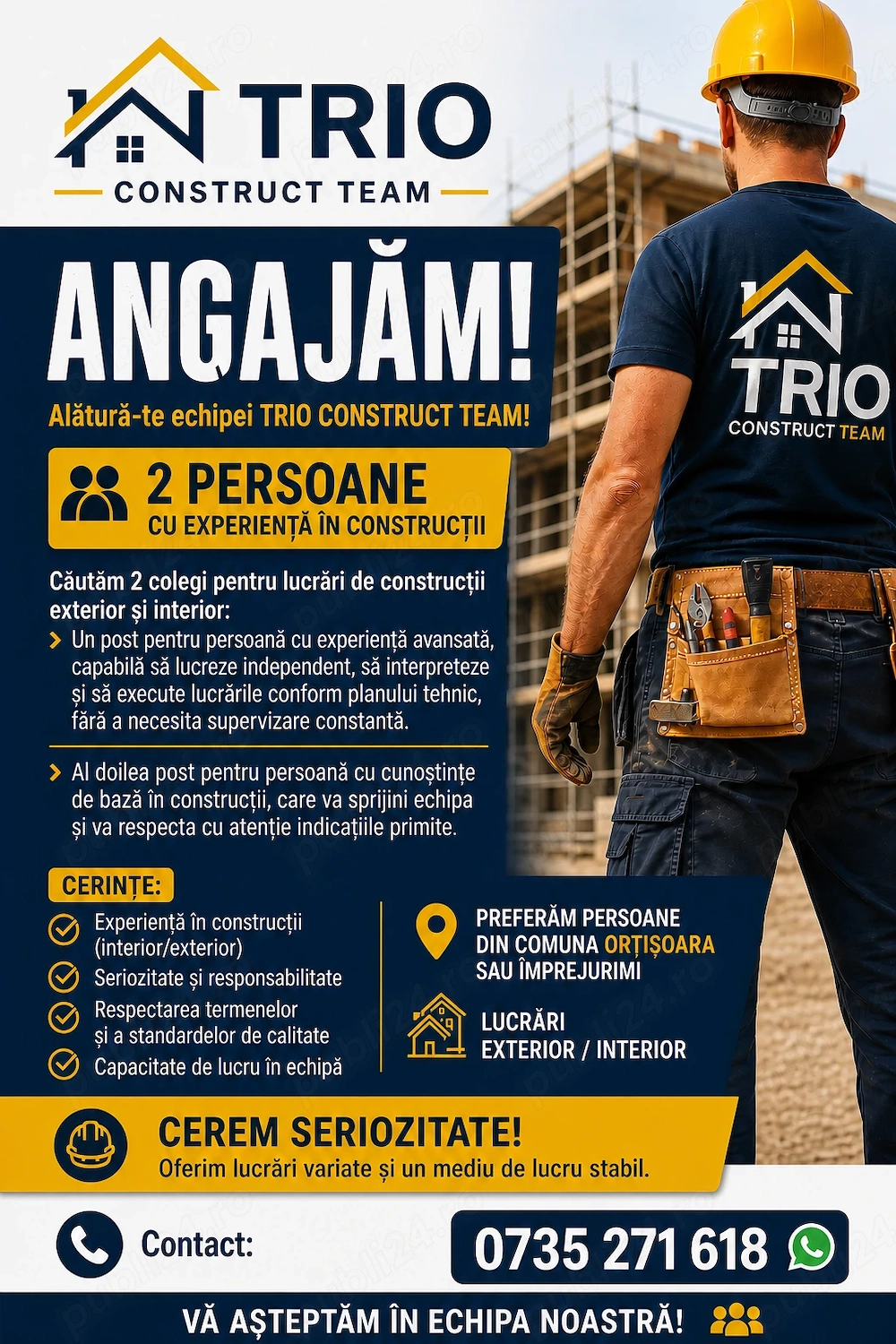 Firmă de construcții angajează!