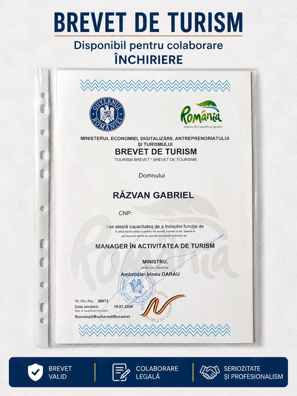 Brevet Manager Turism (2026)  Licențiere Unități Cazare & Agenții   Consultanță Horeca