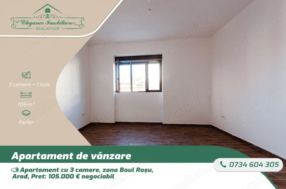 Apartament cu 3 camere ,zona Boul Roșu,Arad