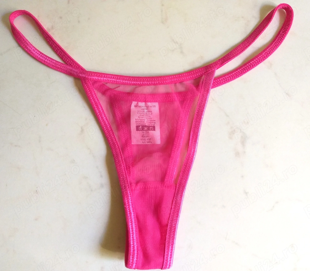 Hot! Chiloti tanga mini snur sexy   erotici fete femei roz neon plasa fina transparenta mar. S (noi)