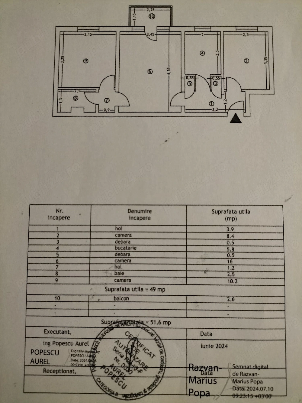Apartament 3 camere SD, et. 3, Zimbru (Proprietar)