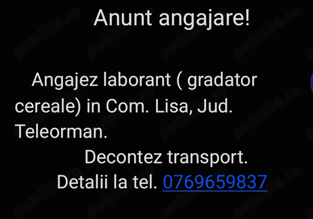 Angajez laborant pentru laborator cereale